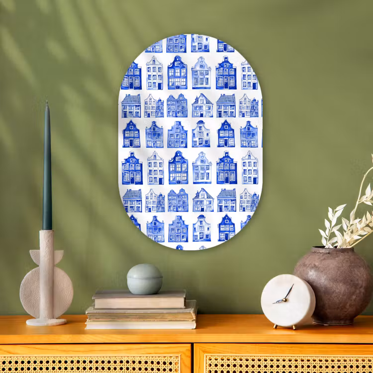 Forexbild Oval - Muster - Häuser - Blau — 3