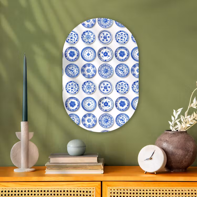 Forexbild Oval - Teller - Blumen - Muster - Blau — 3