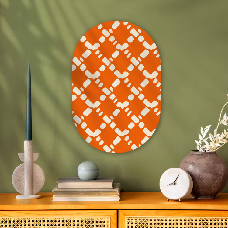 Forexbild Oval - Orange - Karomuster - Weiß — 3