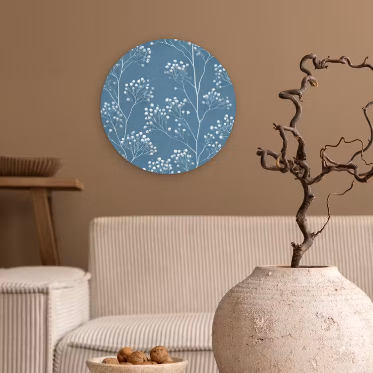 Forexbild Rund - Äste - Beeren - Muster - Hellblau — 2