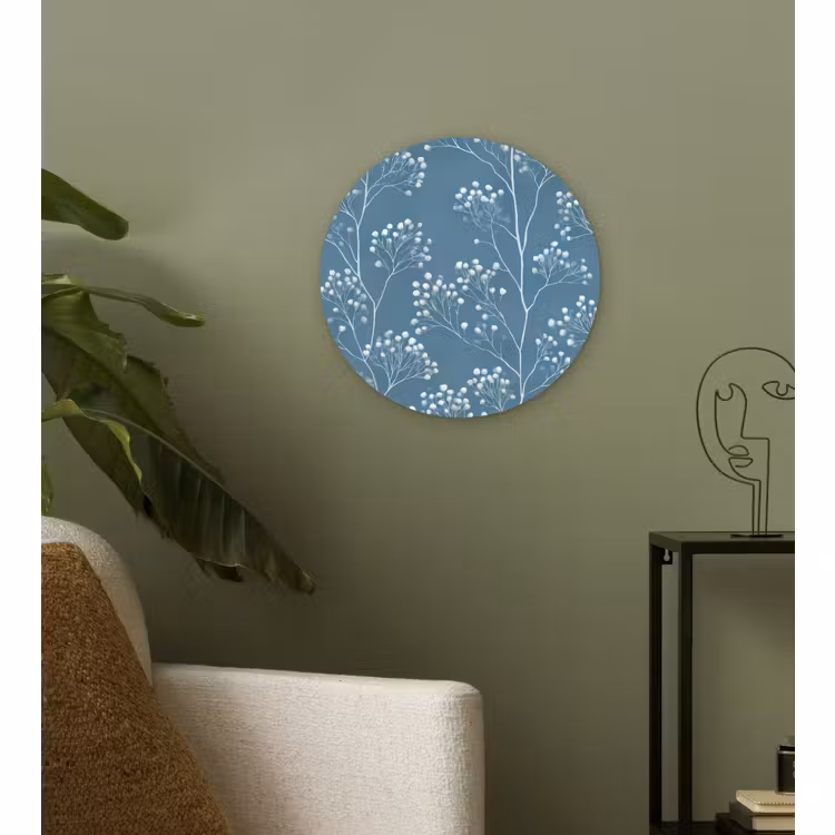 Forexbild Rund - Äste - Beeren - Muster - Hellblau — 3