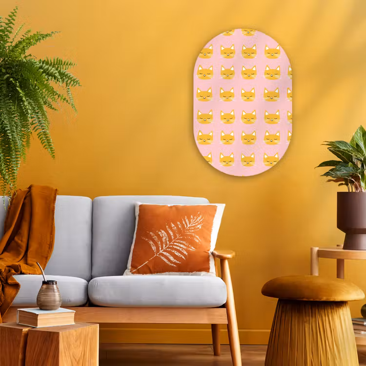 Forexbild Oval - Katzen - Muster - Rosa — 2