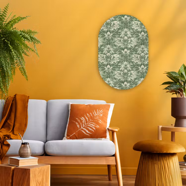 Forexbild Oval - Anmutig – Hellgrün – Pflanzen – Muster – Tailliert — 2
