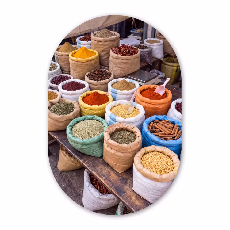 Forexbild Oval - Gewürze – Beutel – Markt — 1