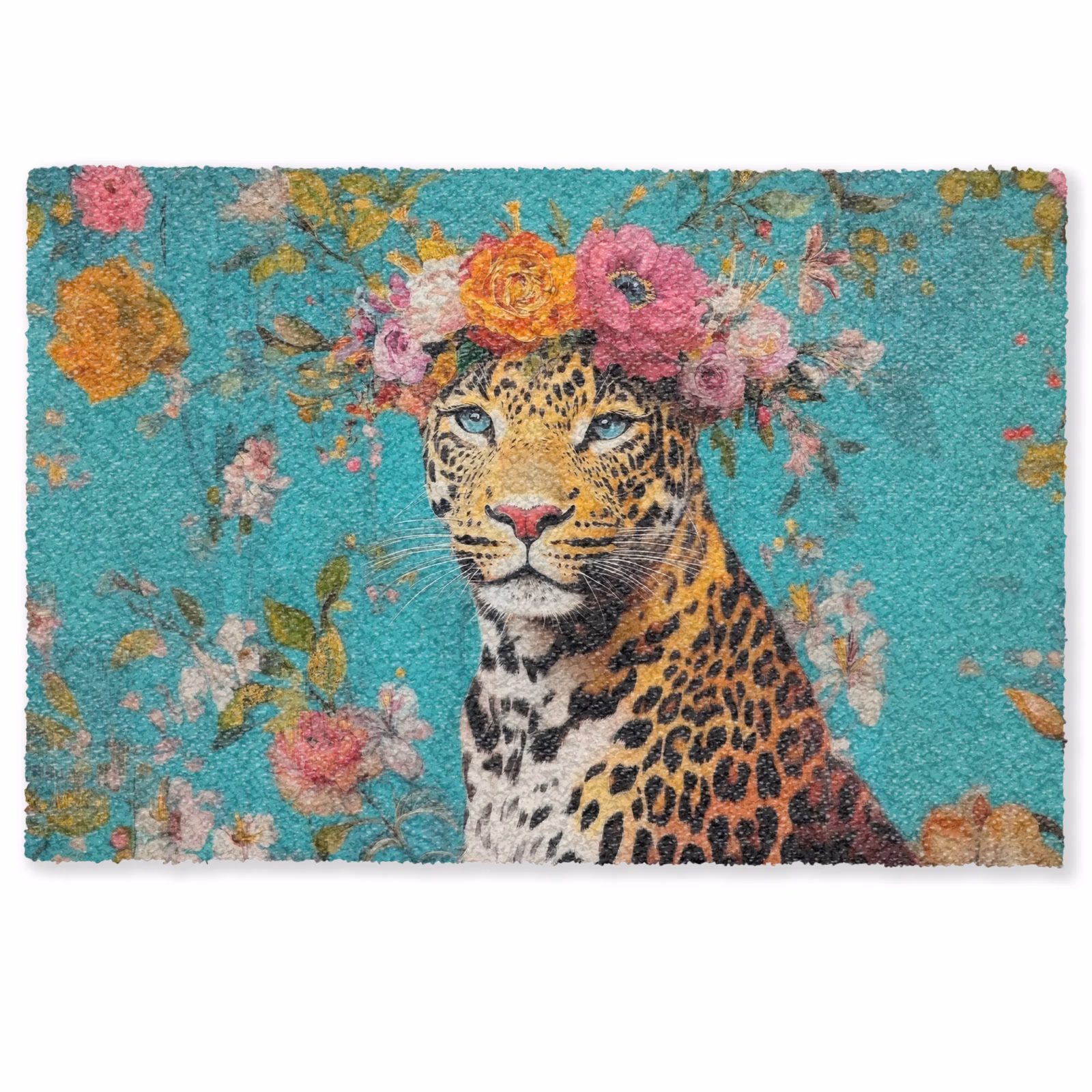 Fußmatte - Leopard - Blumen - Krone — 1