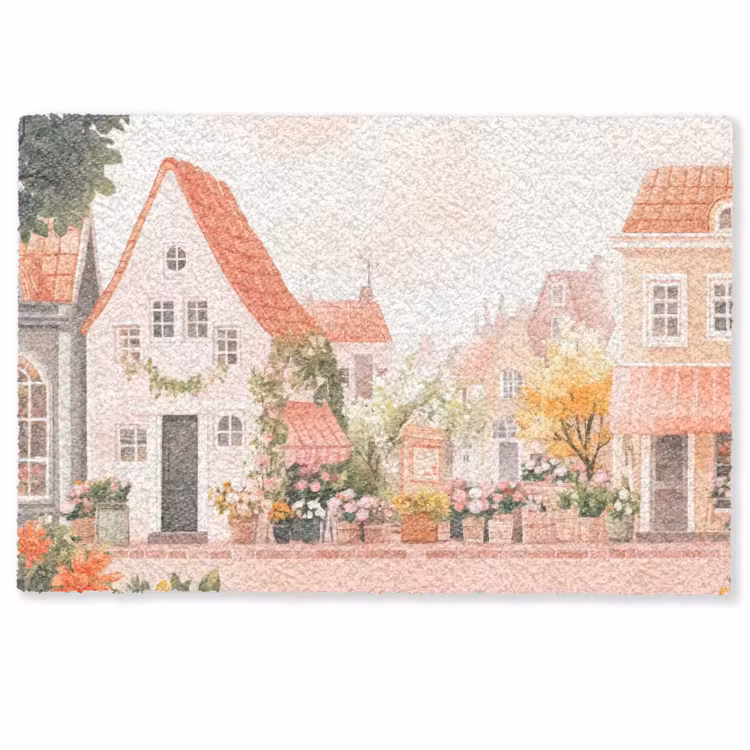 Fußmatte - Blumen - Häuser - Dorf — 1