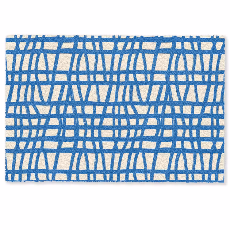Fußmatte - Karomuster - Blau - Creme — 1