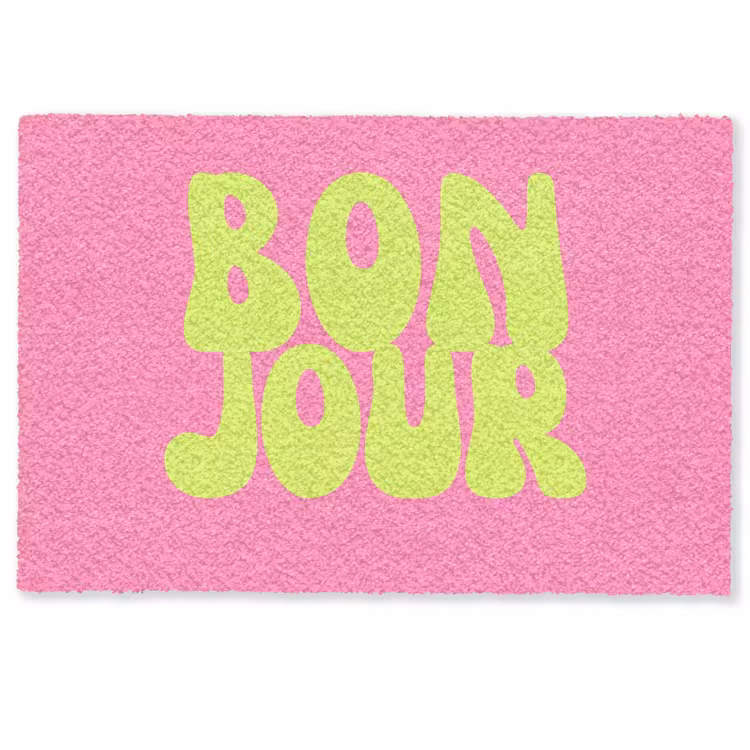 Fußmatte - Bonjour - Rosa - Hellgrün — 1