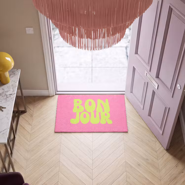 Fußmatte - Bonjour - Rosa - Hellgrün — 4