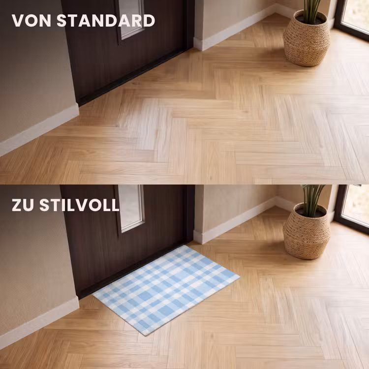 Fußmatte - Kariert - Muster - Blau — 3