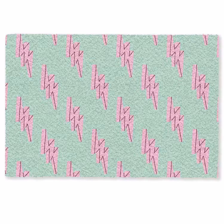 Fußmatte - Blitze - Muster - Grün - Rosa — 1