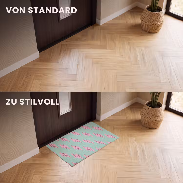 Fußmatte - Blitze - Muster - Grün - Rosa — 3