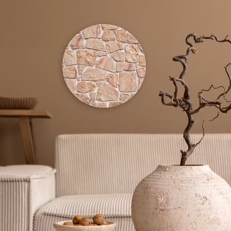 Forexbild Rund - Mauer – Stein – Muster – Rustikal – Beige — 2