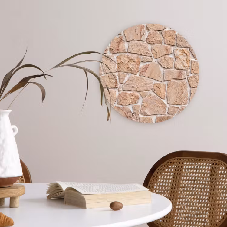 Forexbild Rund - Mauer – Stein – Muster – Rustikal – Beige — 4