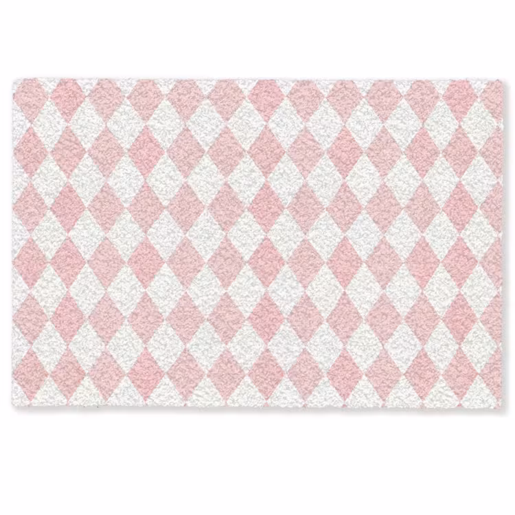 Fußmatte - Hellrosa – Karos – Geometrisch – Muster — 1