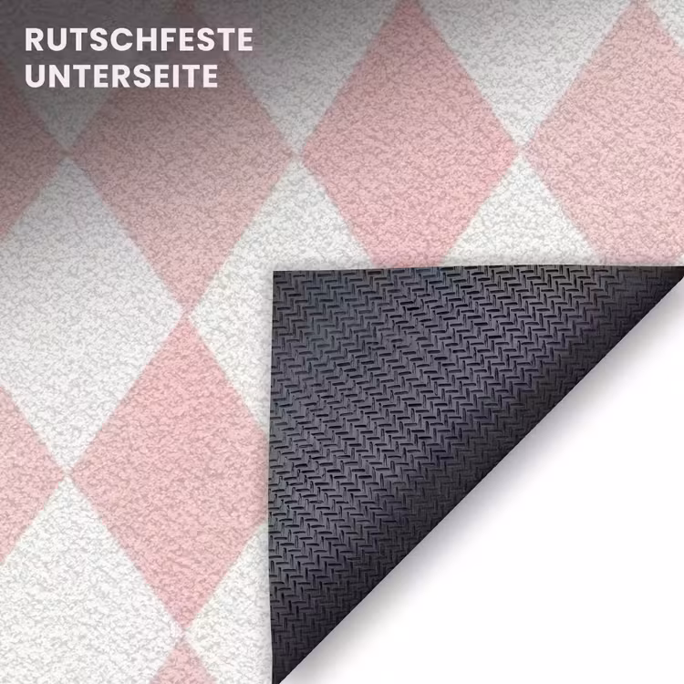 Fußmatte - Hellrosa – Karos – Geometrisch – Muster — 6