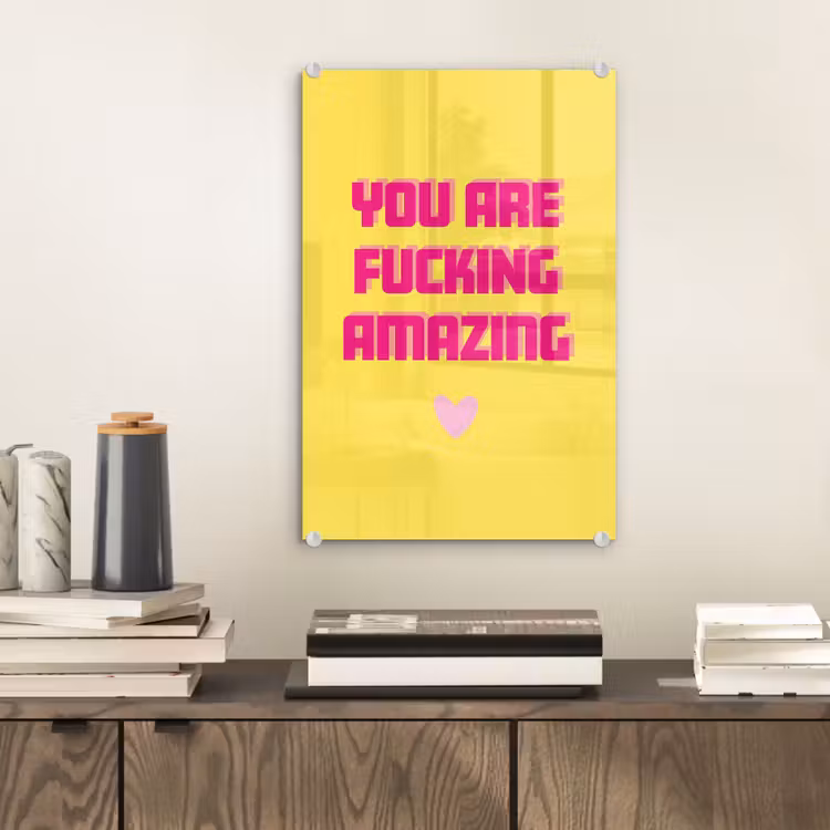 Glasbild - Gelb - Valentinstag - Text — 2