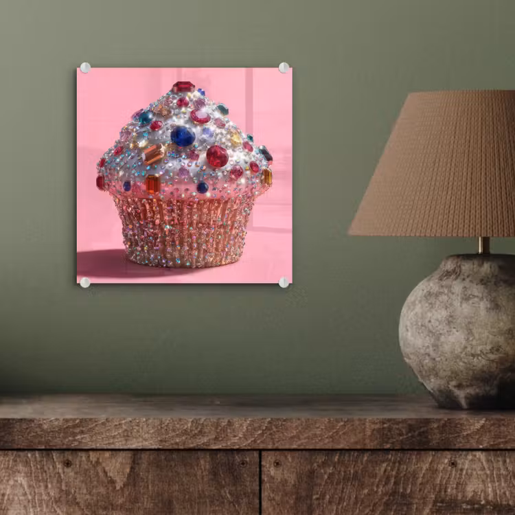 Glasbild - Cupcake - Bunt - Edelsteine — 3