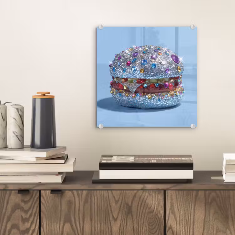 Glasbild - Glitter - Hamburger - Blau — 2