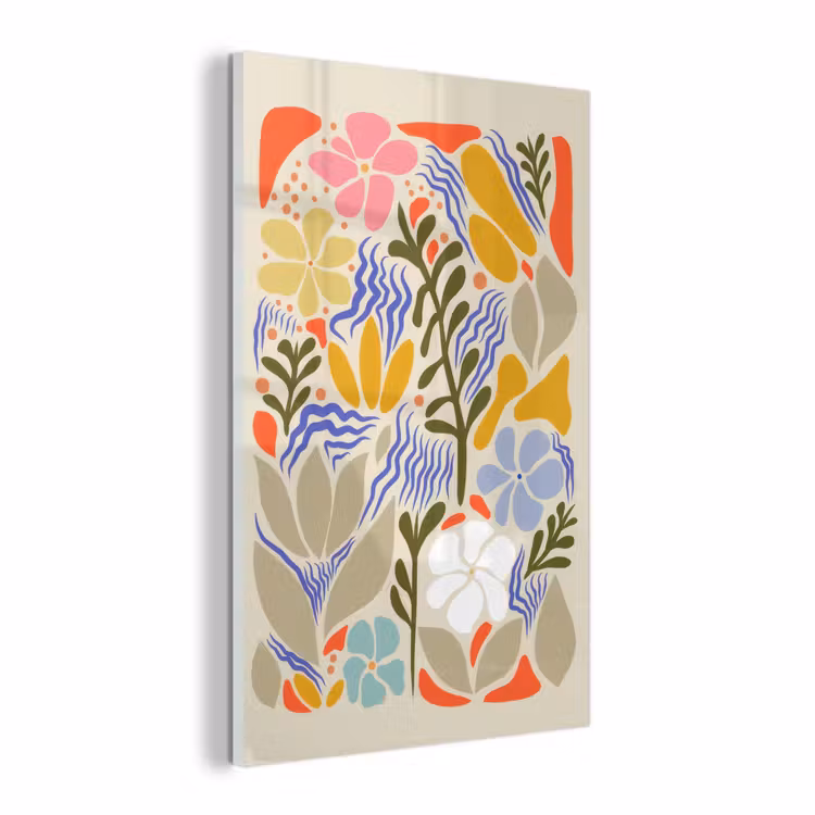 Glasbild - Abstrakt - Blumen - Blätter — 1