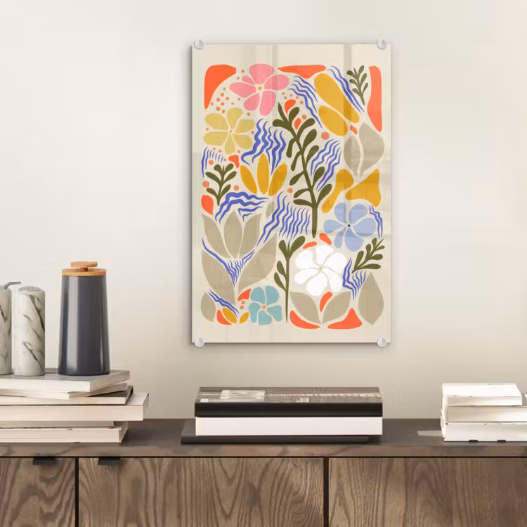 Glasbild - Abstrakt - Blumen - Blätter — 2