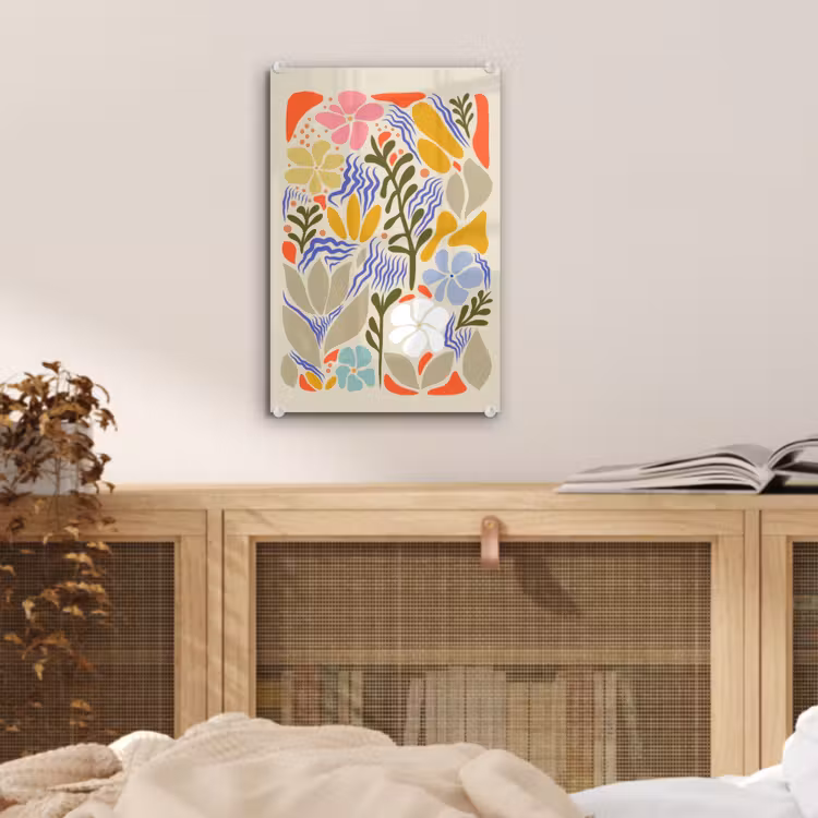 Glasbild - Abstrakt - Blumen - Blätter — 4
