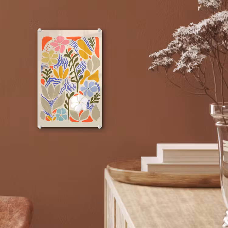 Glasbild - Abstrakt - Blumen - Blätter — 5