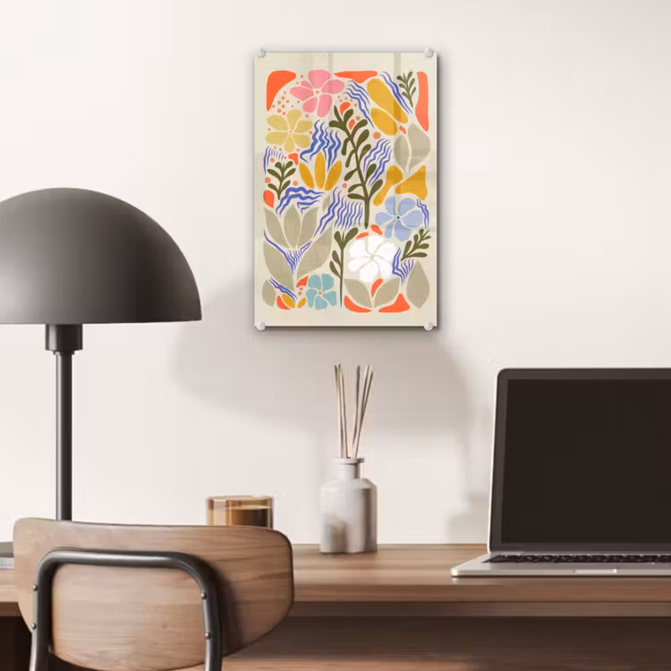 Glasbild - Abstrakt - Blumen - Blätter — 6