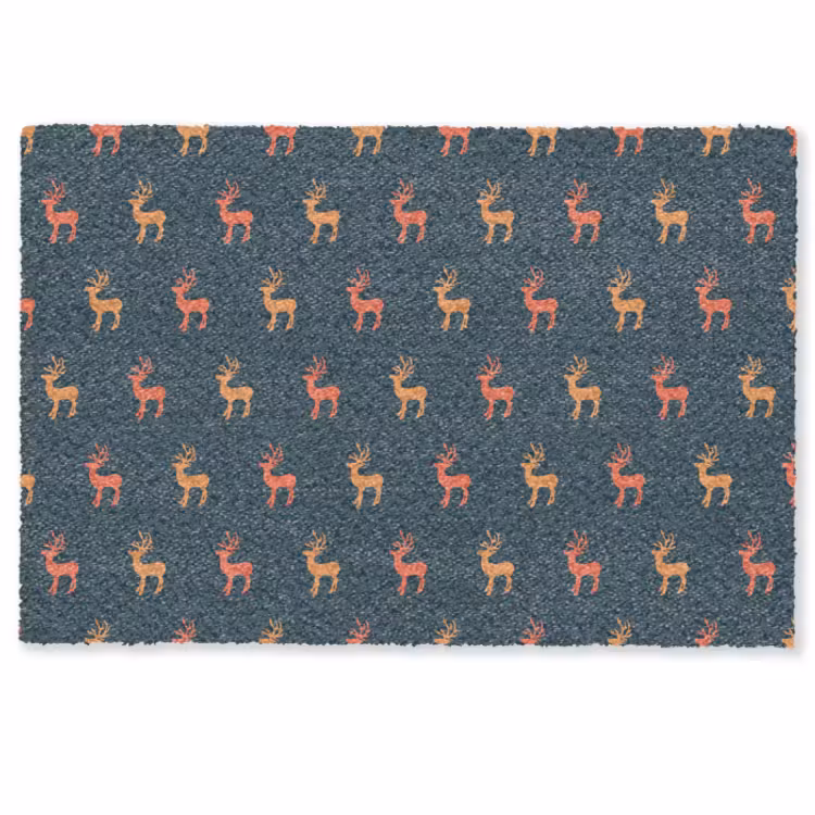 Fußmatte - Muster - Hirsche - Blau — 1