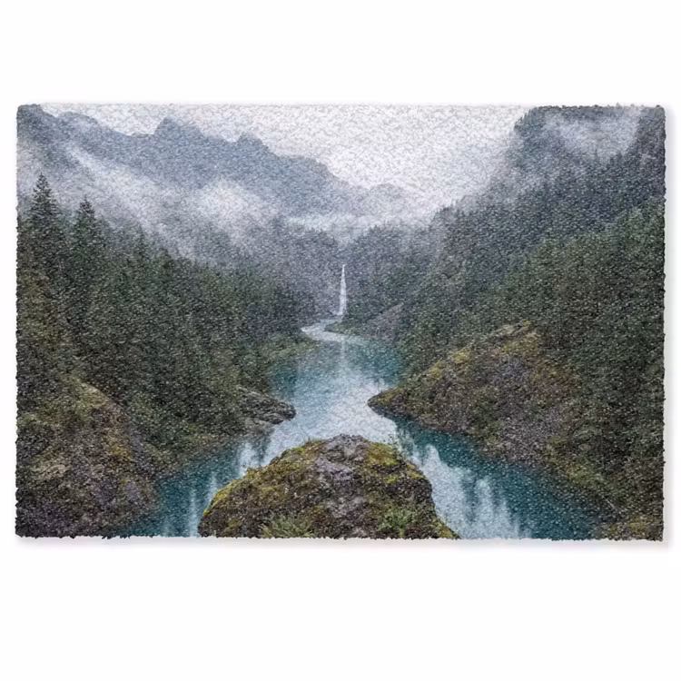 Fußmatte - Wasserfall - Bäume - Berge — 1