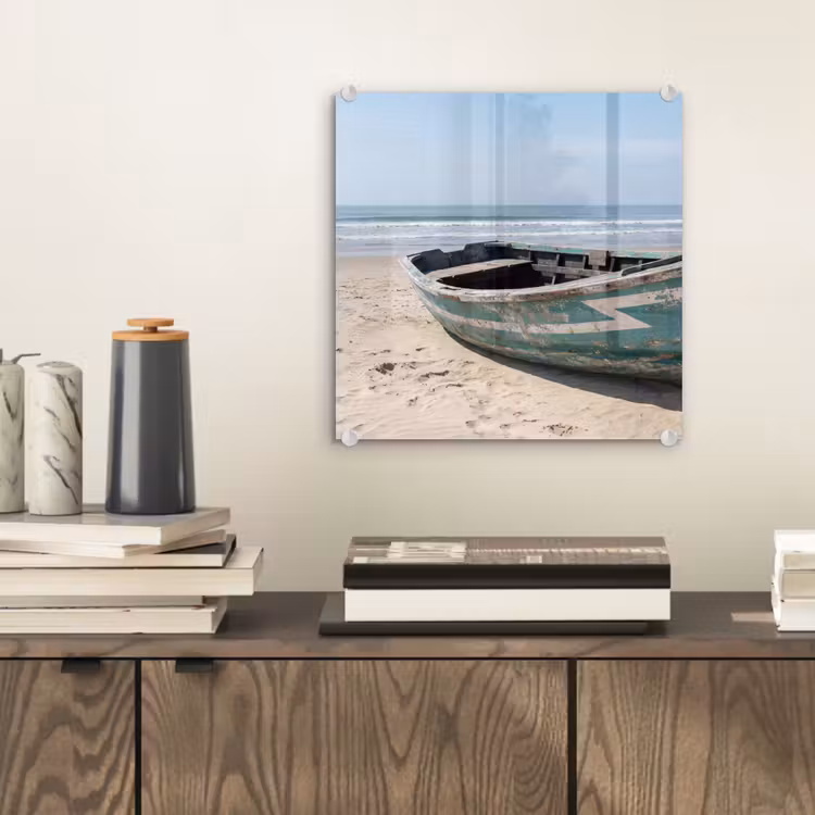 Glasbild - Boot - Sandstrand - Meer — 2
