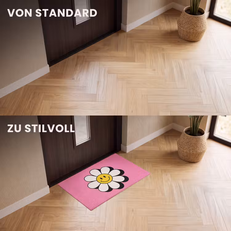 Fußmatte - Smiley - Blume - Rosa — 3