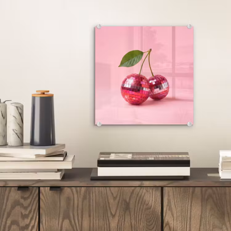 Glasbild - Disco - Kirsche - Rosa — 2