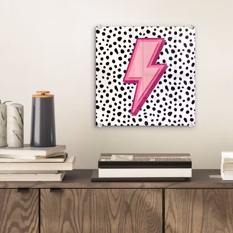 Glasbild - Blitz - Rosa - Punkte — 2