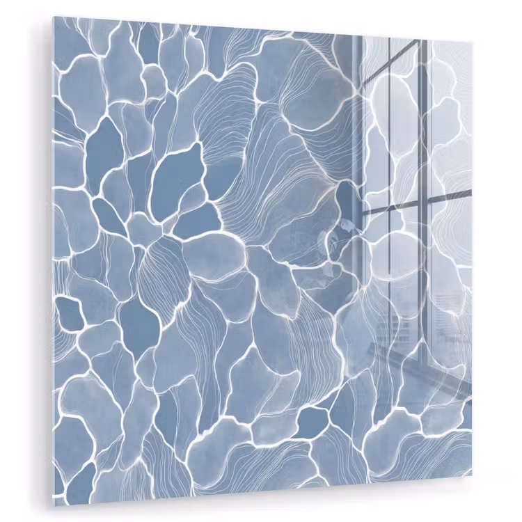Glasbild - Abstrakt - Blau - Blätter — 1