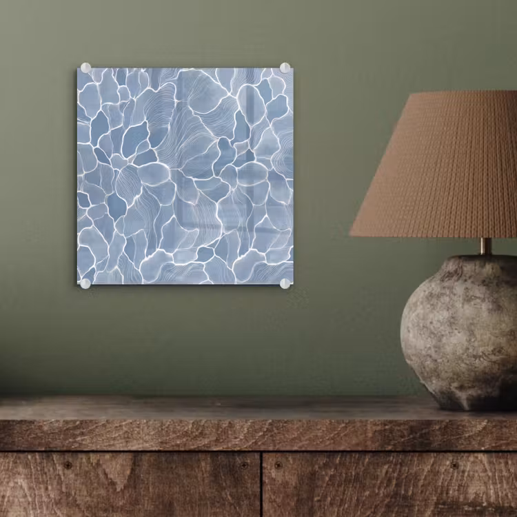 Glasbild - Abstrakt - Blau - Blätter — 3