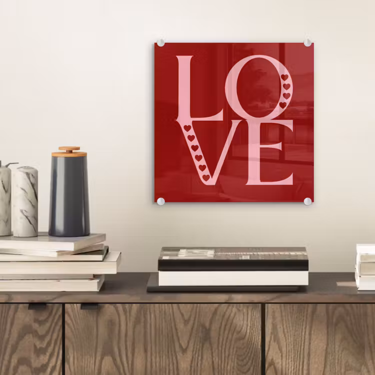Glasbild - Liebe - Rot - Hüte — 2