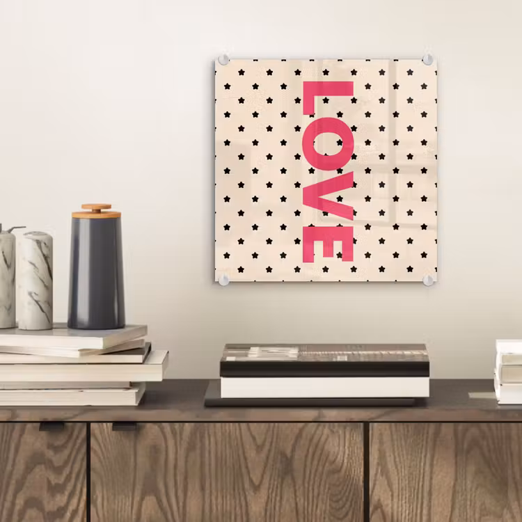 Glasbild - Liebe - Punkte - Rosa — 2