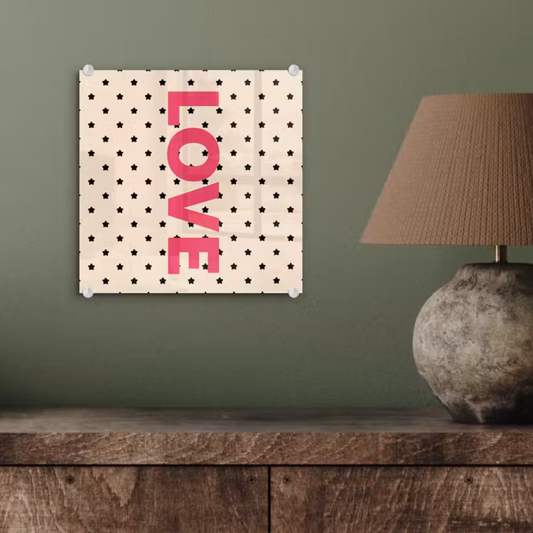 Glasbild - Liebe - Punkte - Rosa — 3