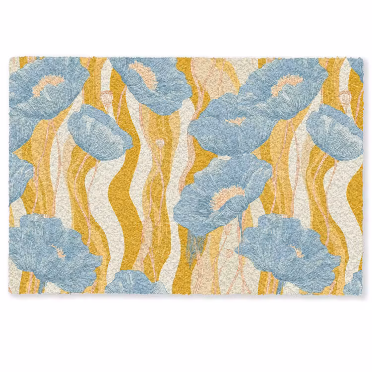 Fußmatte - Mohnblumen - Botanisch - Blau — 1