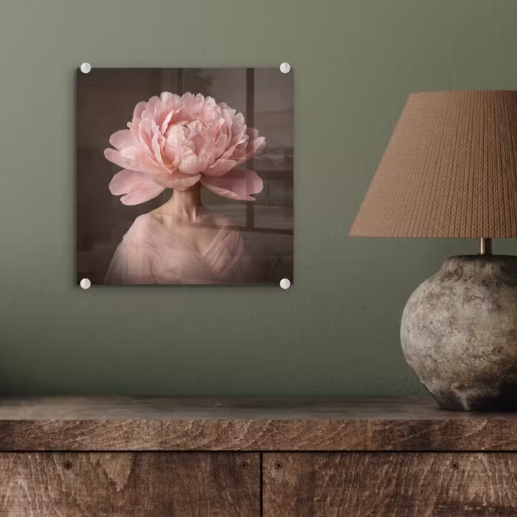 Glasbild - Gesicht - Rose - Rosa — 3
