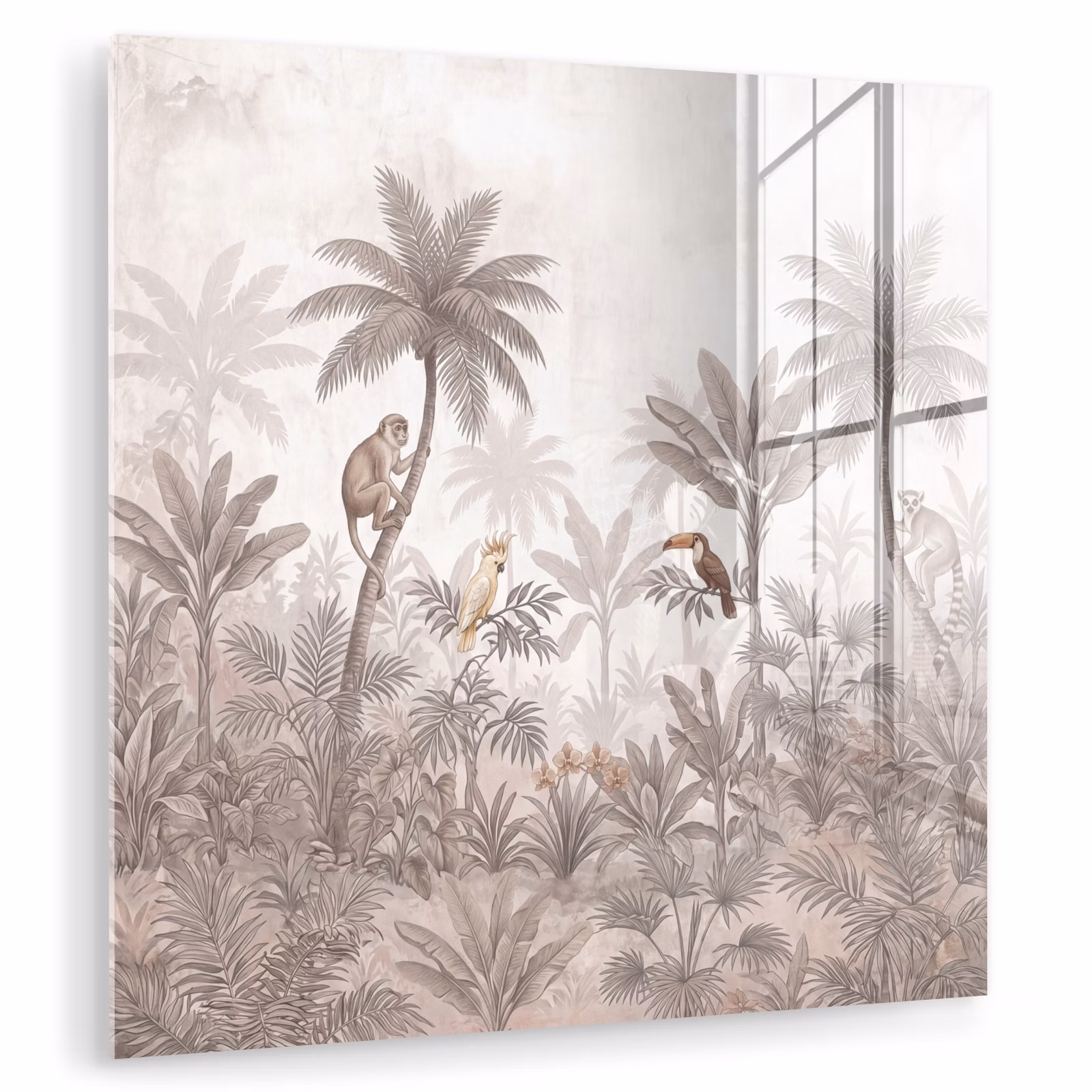 Glasbild - Dschungel - Tiere - Palmen — 1