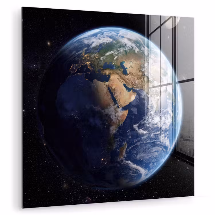 Glasbild - Erde - Weltraum - Blau - Grün — 1