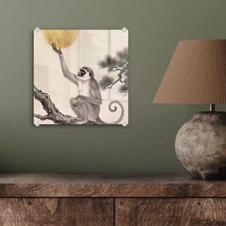 Glasbild - Affe - Mond - Gold — 3