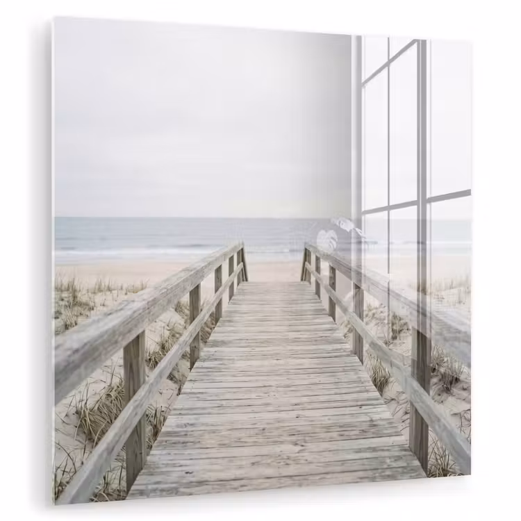 Glasbild - Dünen - Decking - Meer — 1