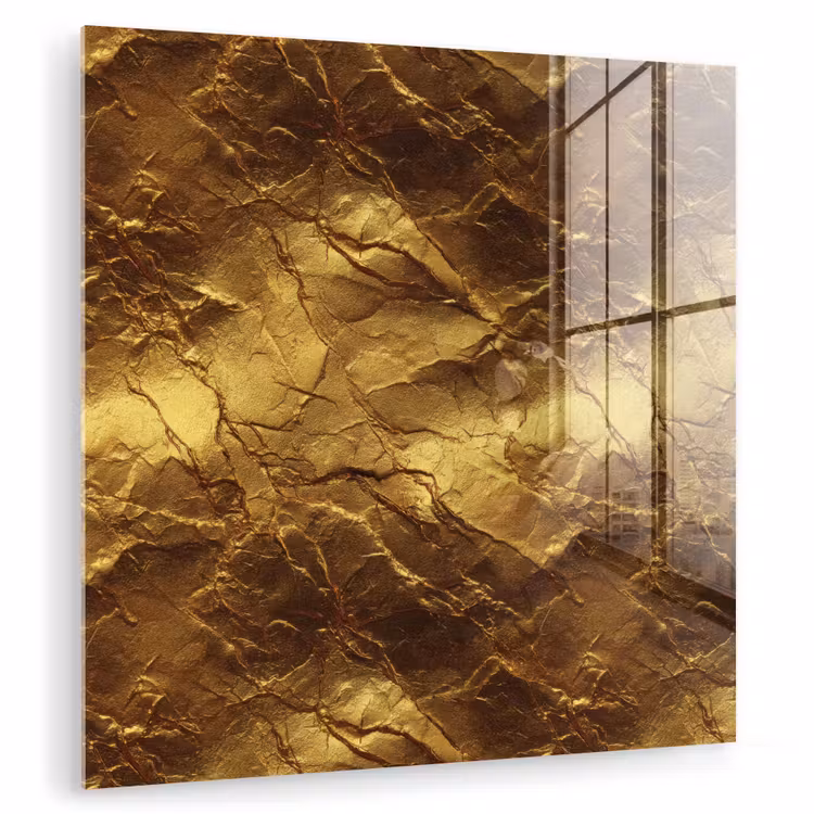 Glasbild - Blattgold – Textur – Gold — 1