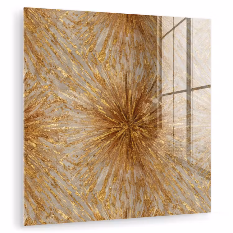 Glasbild - Explosion – Abstrakt – Gold – Weiß — 1