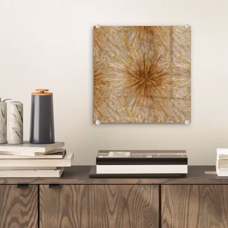 Glasbild - Explosion – Abstrakt – Gold – Weiß — 2