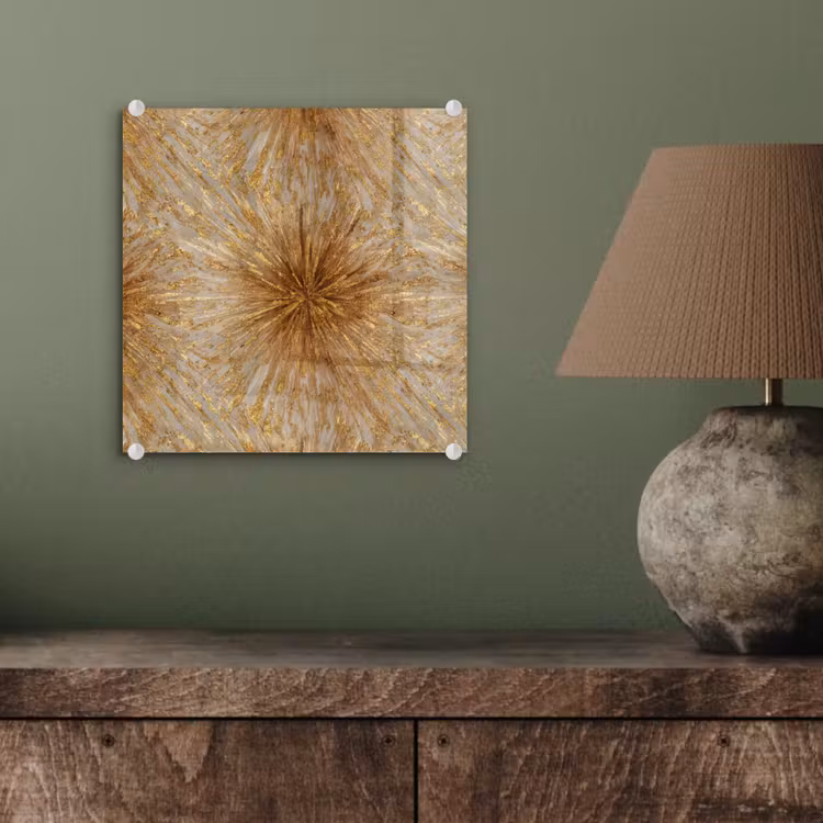 Glasbild - Explosion – Abstrakt – Gold – Weiß — 3