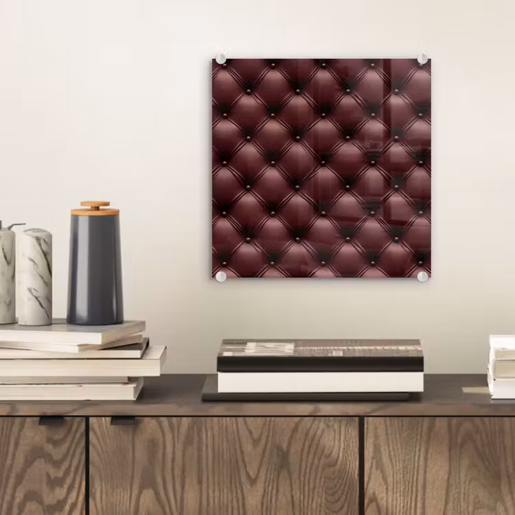 Glasbild - Leder - Muster - Bordeaux — 2